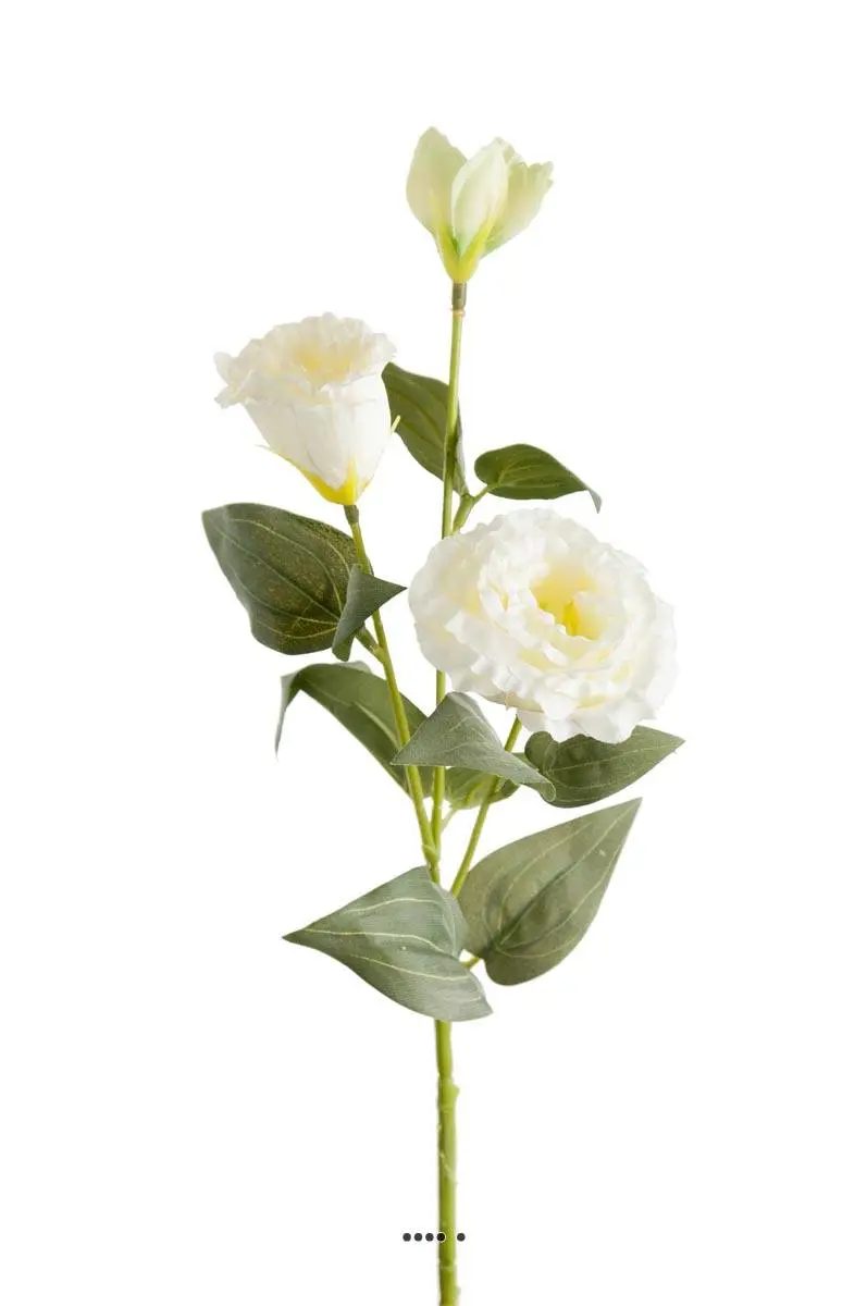 Lisianthus artificiel en tige H70cm D18cm 3 fleurs haut de gamme Crème – couleur: Crème