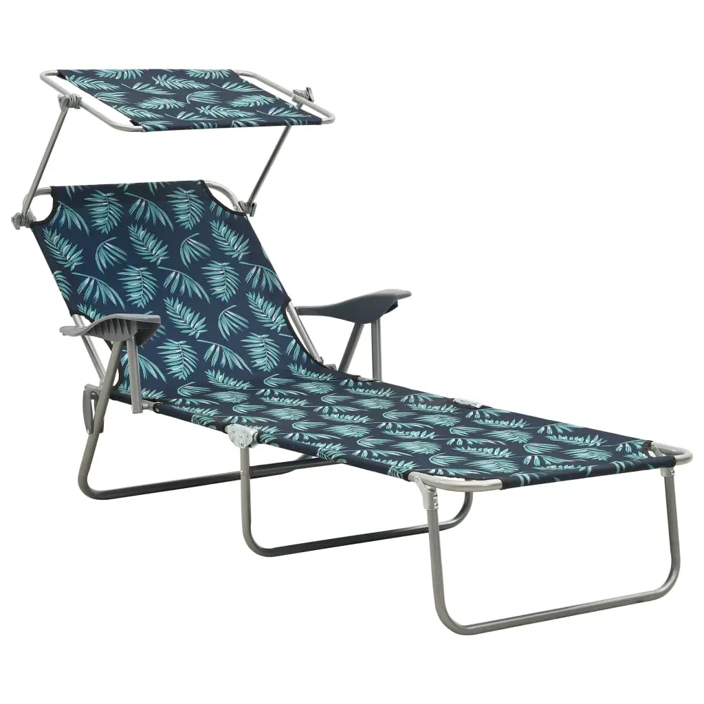 Lit de Détente Pliant avec Auvent Motif Feuilles – ComfortXL Outdoor Living