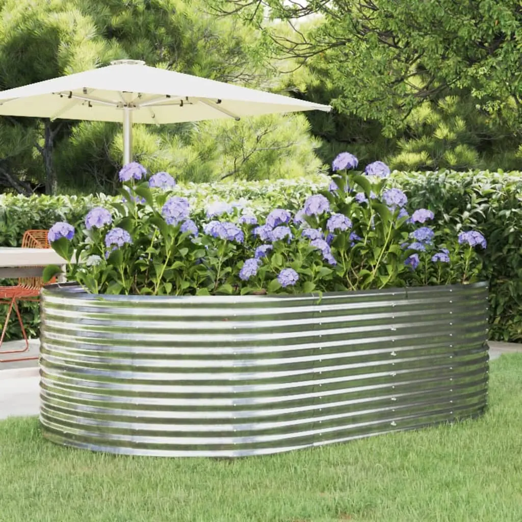 Lit de Jardin Ovale Compact Acier Galvanisé Anti-corrosion pour Fleurs et Aromates Argent 212x140x68cm – ComfortXL Outdoor Living