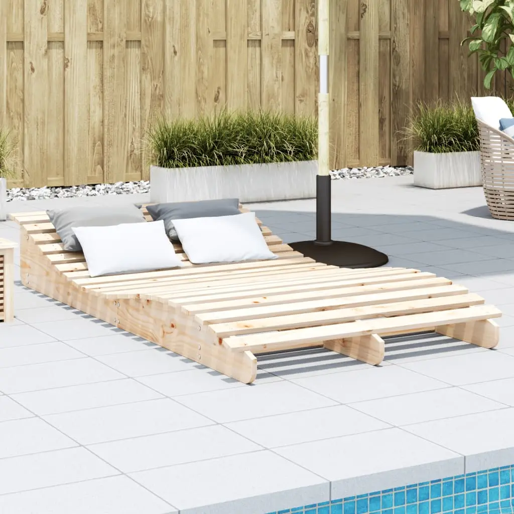 Lit de Soleil Double Forme S Bois Pin Massif 110cm Naturel – ComfortXL Outdoor Living