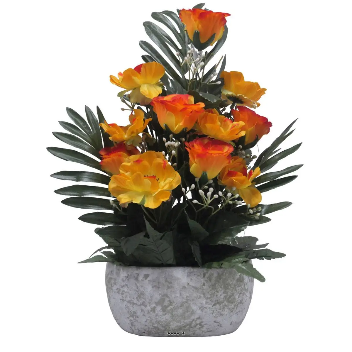 Jardinière pot béton bouton de rose, Anémone et Gypso Orange pour la Toussaint – couleur: Orange 660