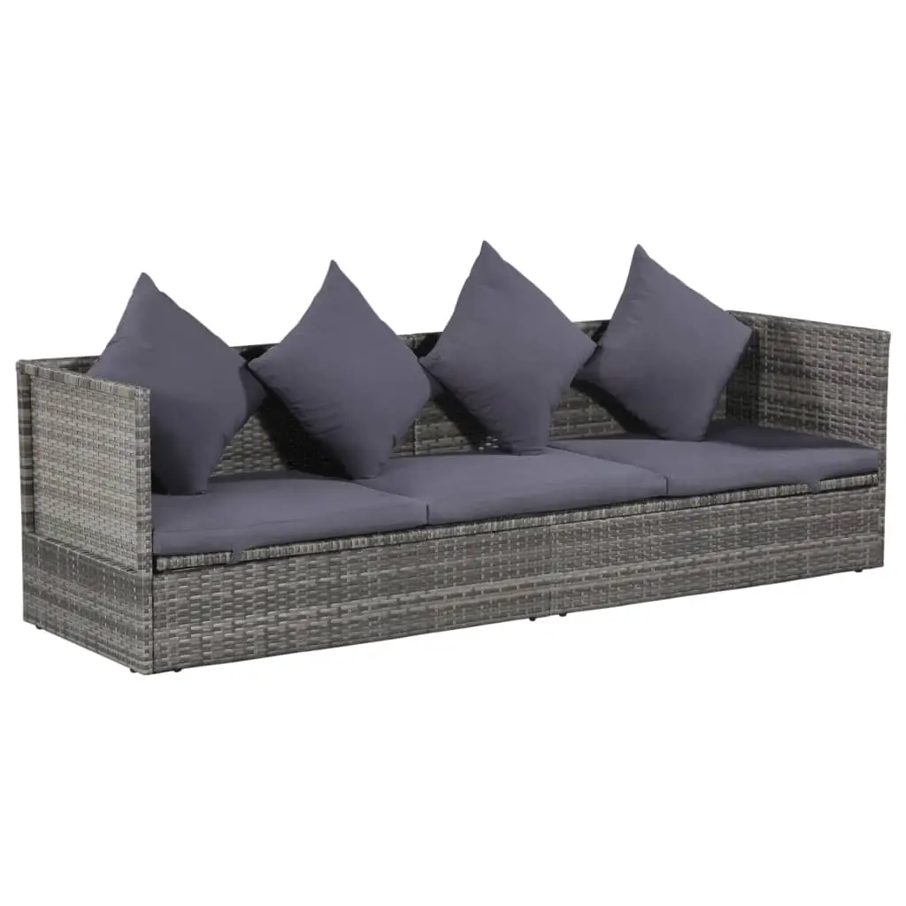Lit de jardin gris 200 x 60 cm résine tressée