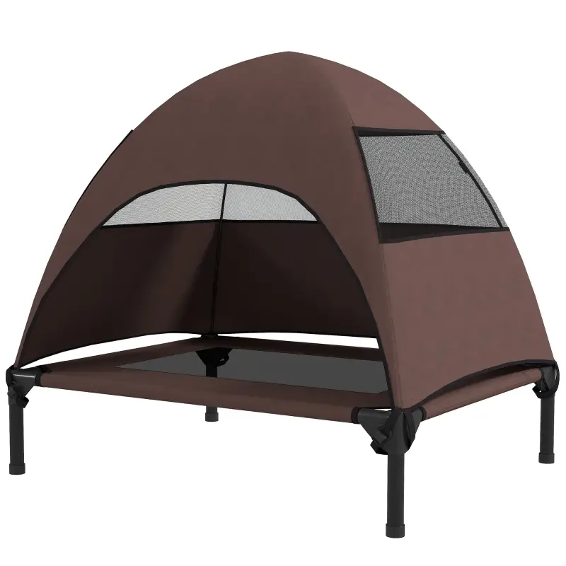 Lit chien extérieur surélevé avec toit 76 x 61 x 71 cm polyester – PANGIVO