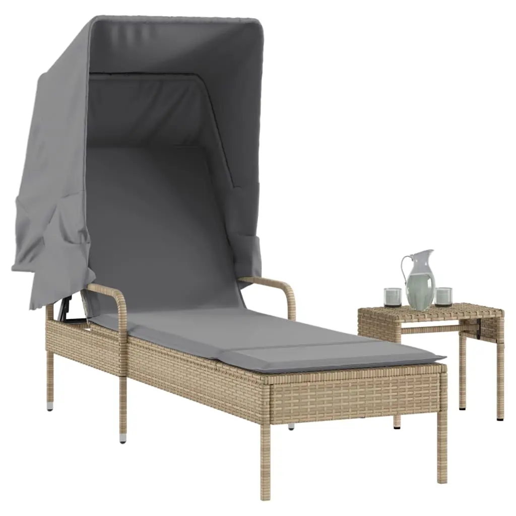 Lit de Jardin Poly Rotin Auvent Table Basse Terrasse Beige – ComfortXL Outdoor Living