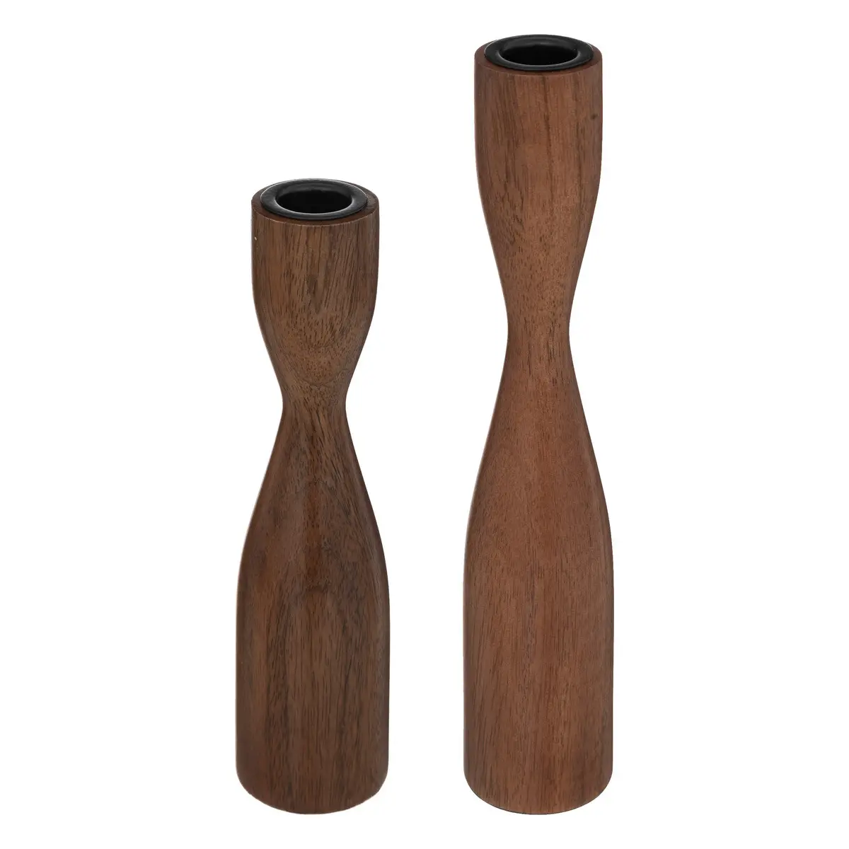 Lot de 2 Bougeoirs Chandeliers en Bois de Manguier
