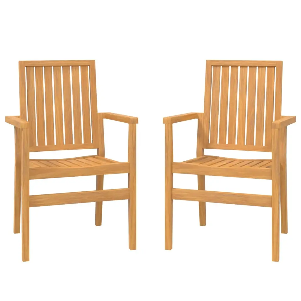 Lot de 2 Chaises de jardin | Chaise d’extérieur empilables 56,5×57,5×91 cm bois teck