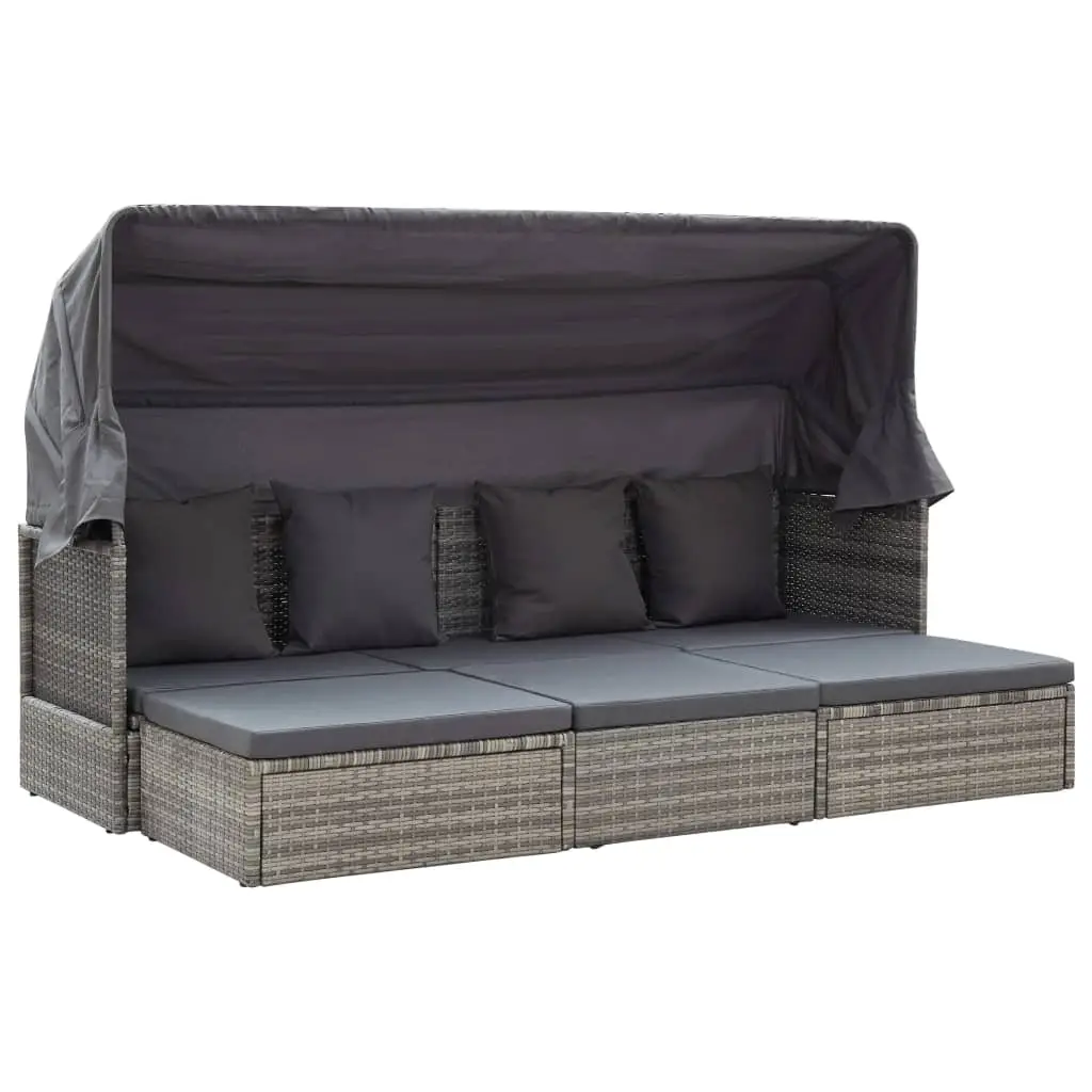 Lit de jardin et toit Gris mélangé Résine tressée vidaXL 46158