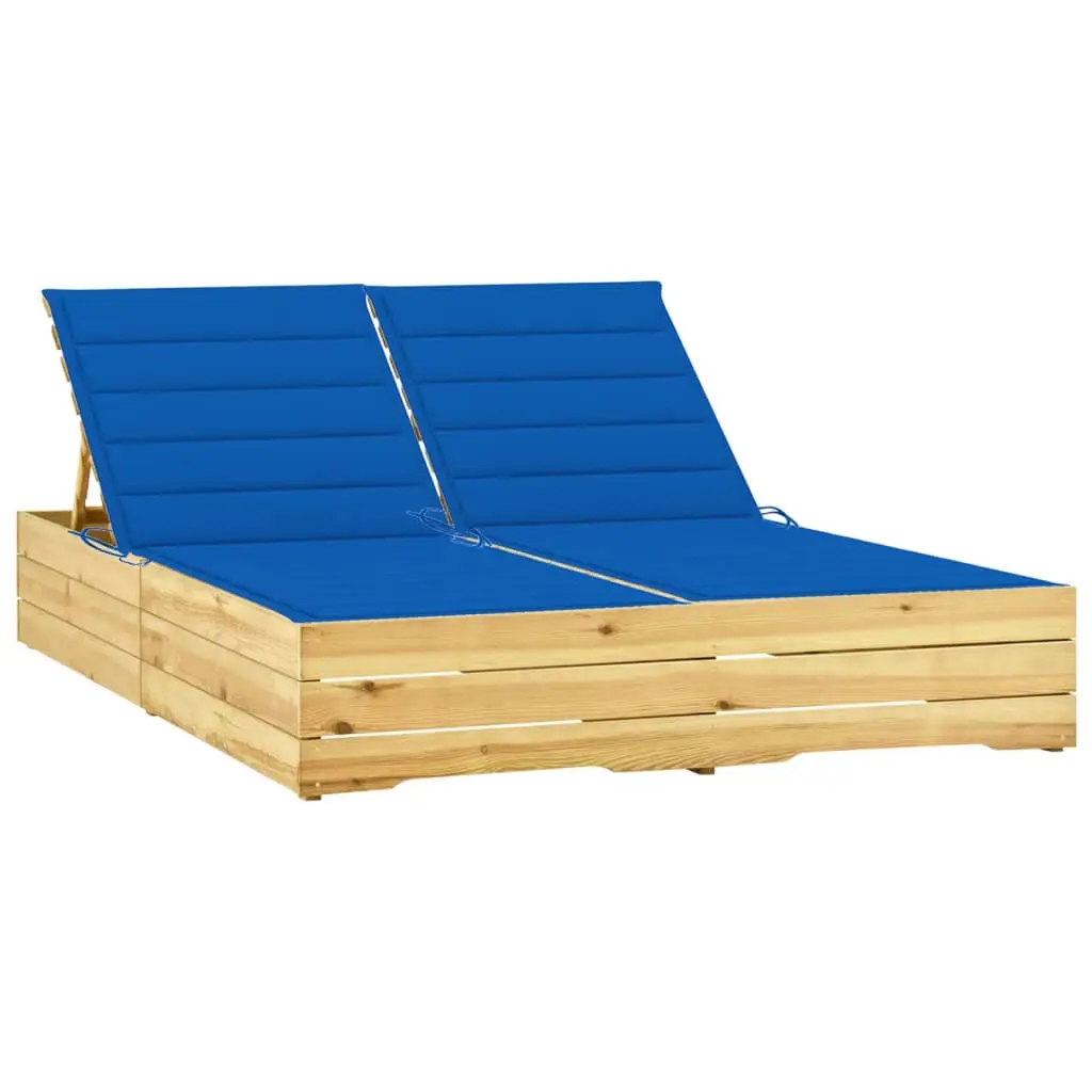 Lit de Détente Duo Bois Traité Coussins Bleu Roi – ComfortXL Outdoor Living
