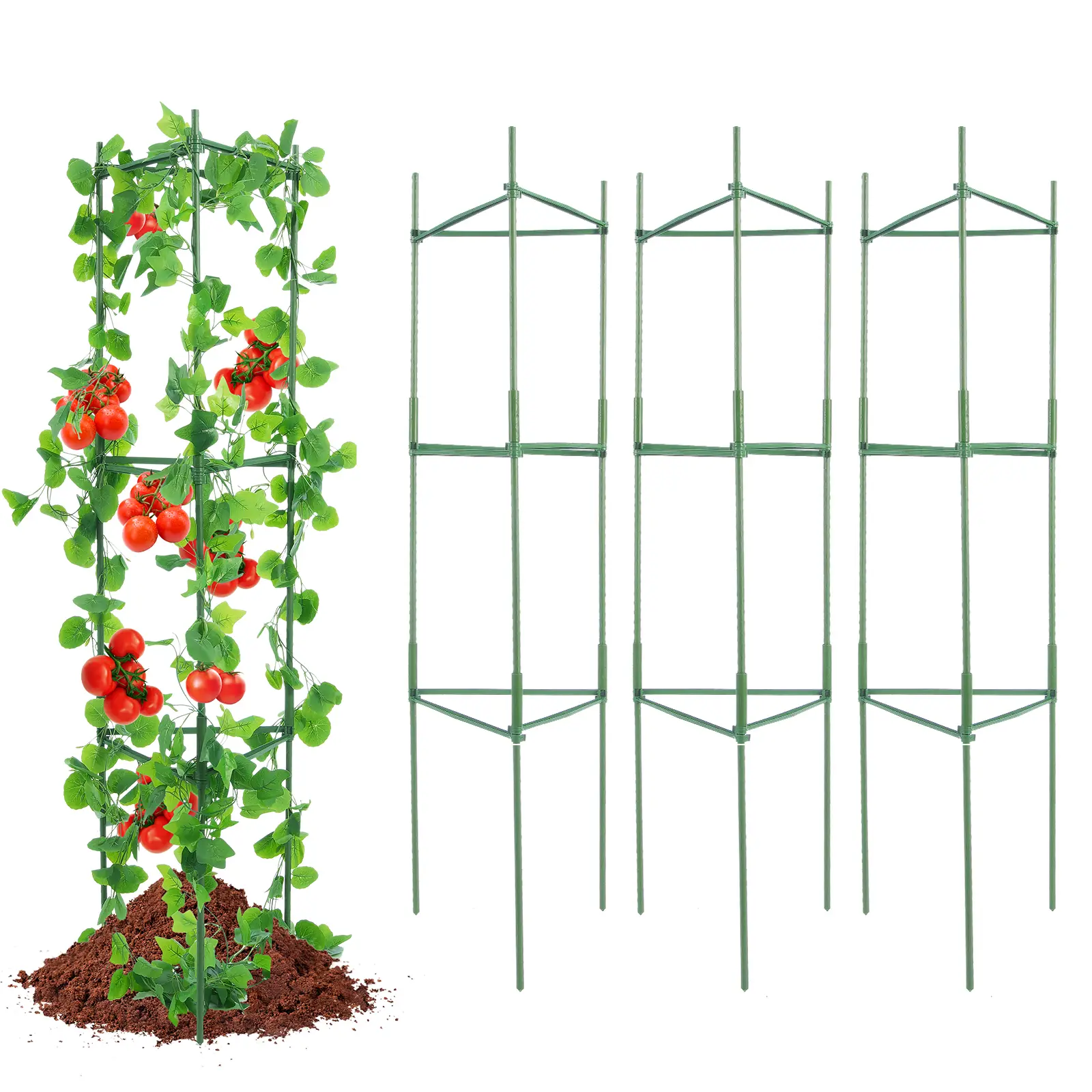 VEVOR Lot 6 cages tomates 122cm, support plantes, treillis, empilable, jardin, légumes.