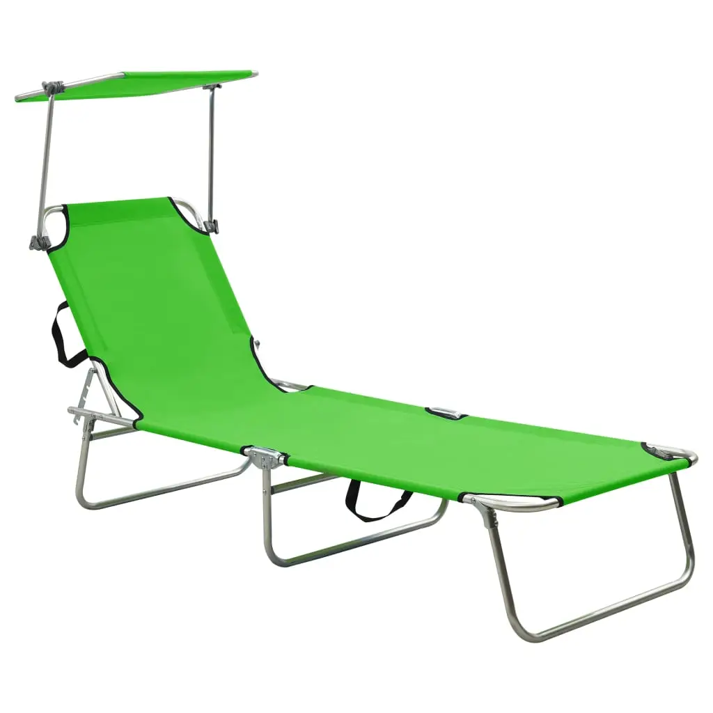 Lit de Camp Pliant Acier Pare-Soleil Réglable Vert Pomme – ComfortXL Outdoor Living