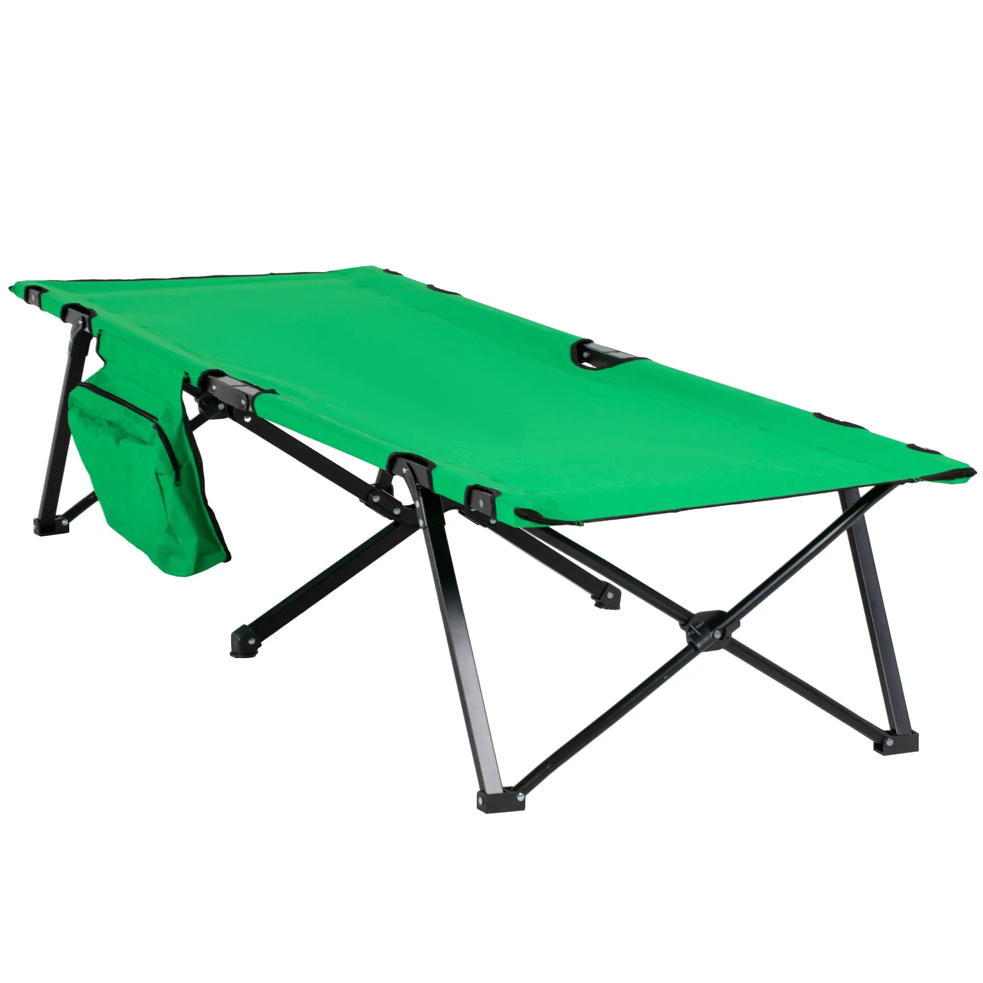 Lit de camping pliable acier vert noir 200 x 73 x 49 cm – PANGIVO