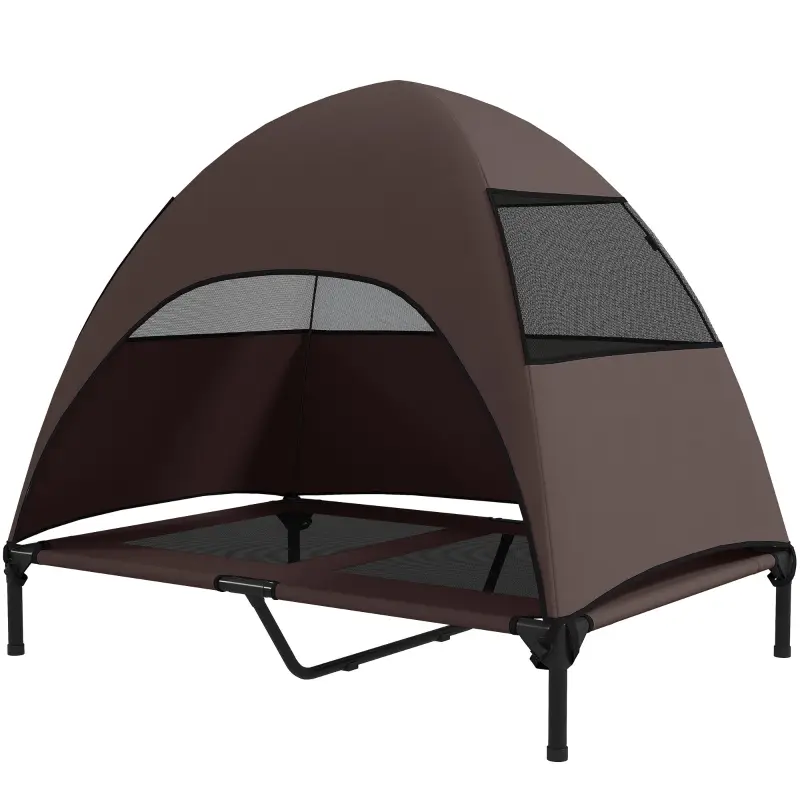 Lit chien extérieur surélevé avec toit 106 x 76 x 99 cm polyester – PANGIVO