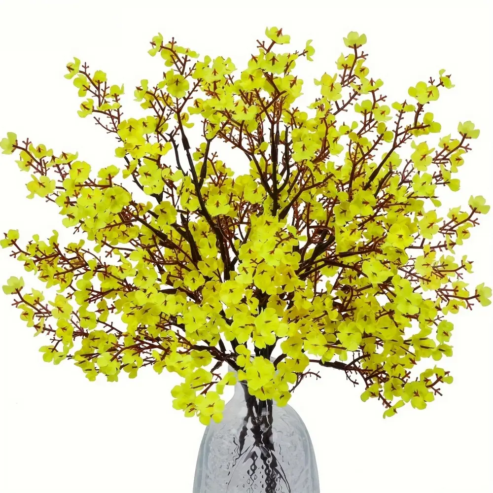 Lot de 10 Fleurs Artificielles Gypsophile Noir et Jaune – Décoration Mariage et Intérieur Sans Entretien – Lytech