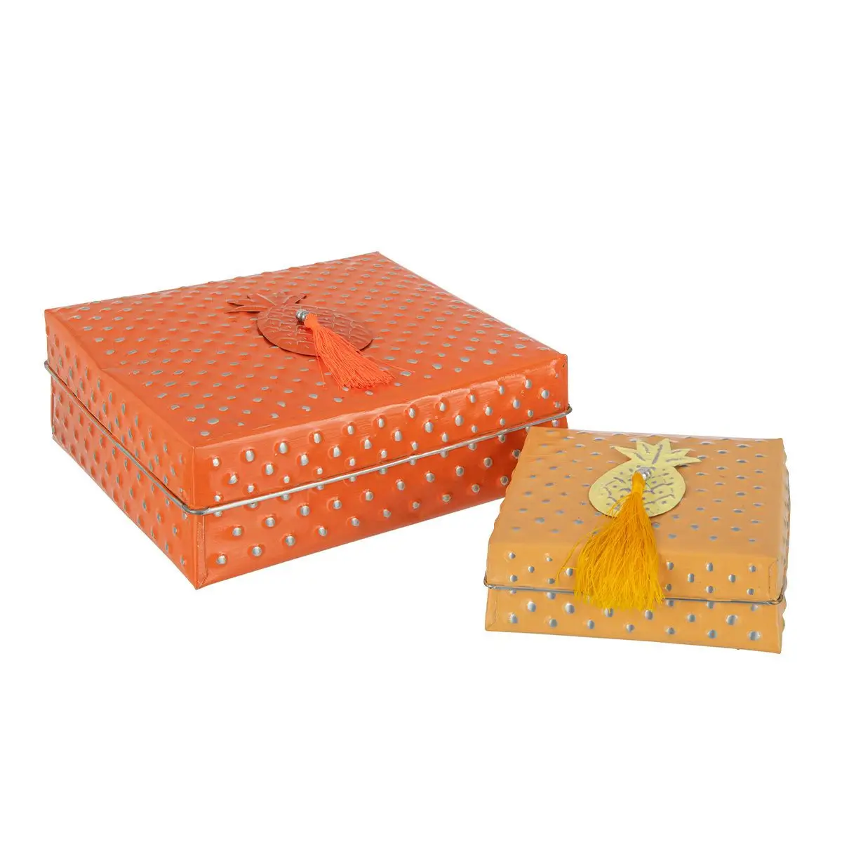 Lot de 2 Boîtes en Métal «Gigognes» 25cm Orange