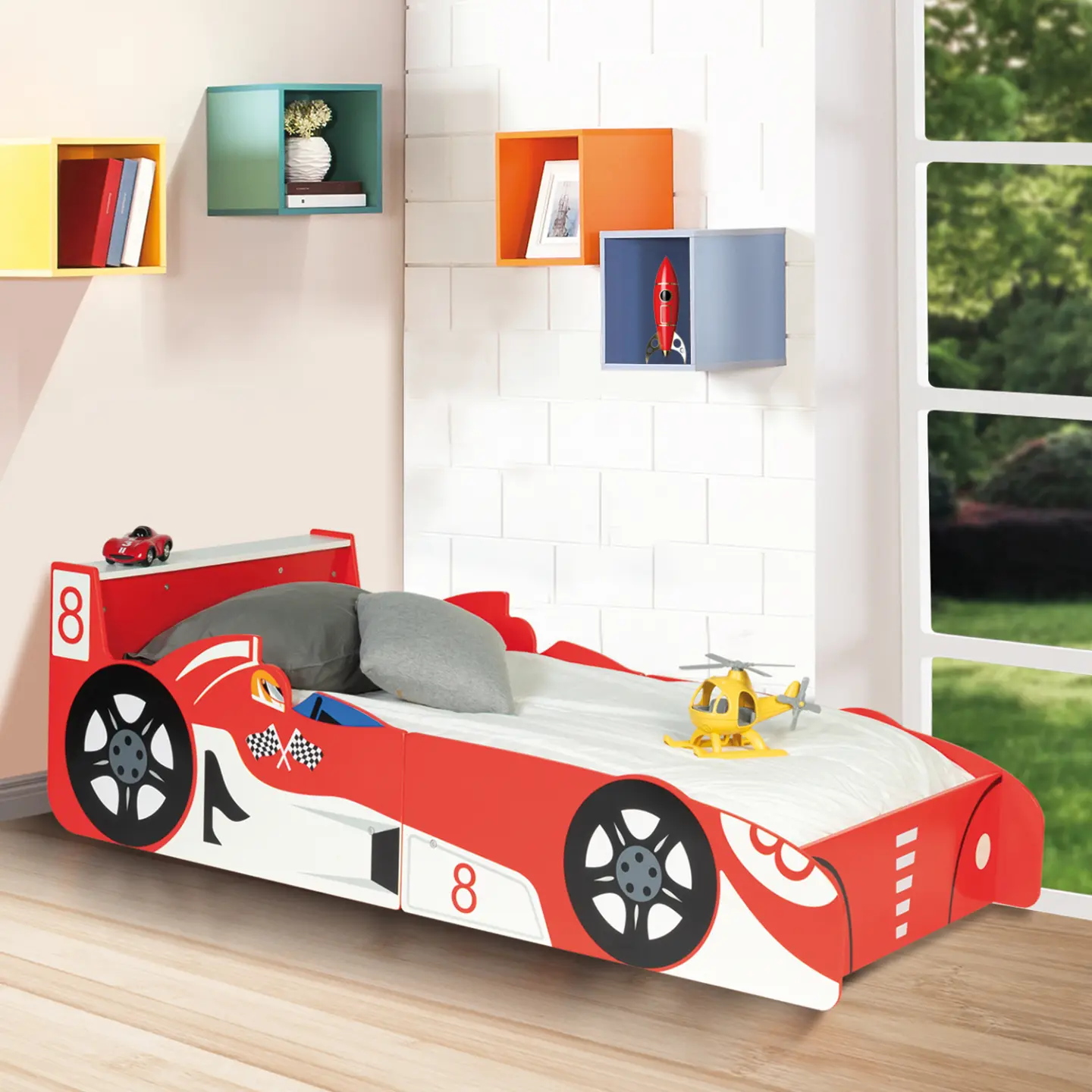 Lit enfant voiture formule 1 TEDDI 70 x 140 CM rouge