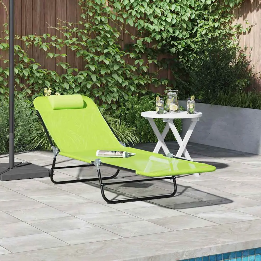 Lit de Soleil Pliant Textilène Armature Acier Vert – ComfortXL Outdoor Living