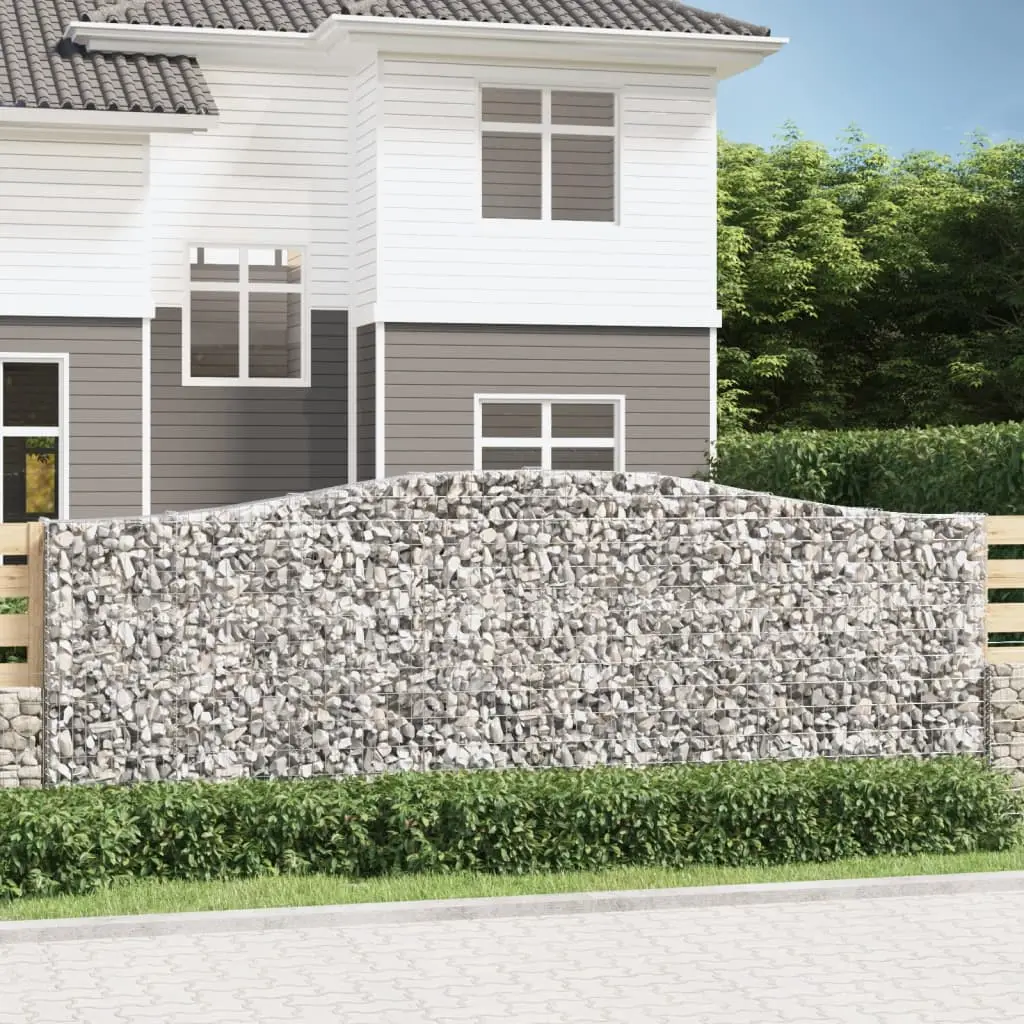 Lot 8 Paniers Gabion Arqué Acier Galvanisé Mur Décoratif Jardin 400x30x160 cm – ComfortXL Outdoor Living