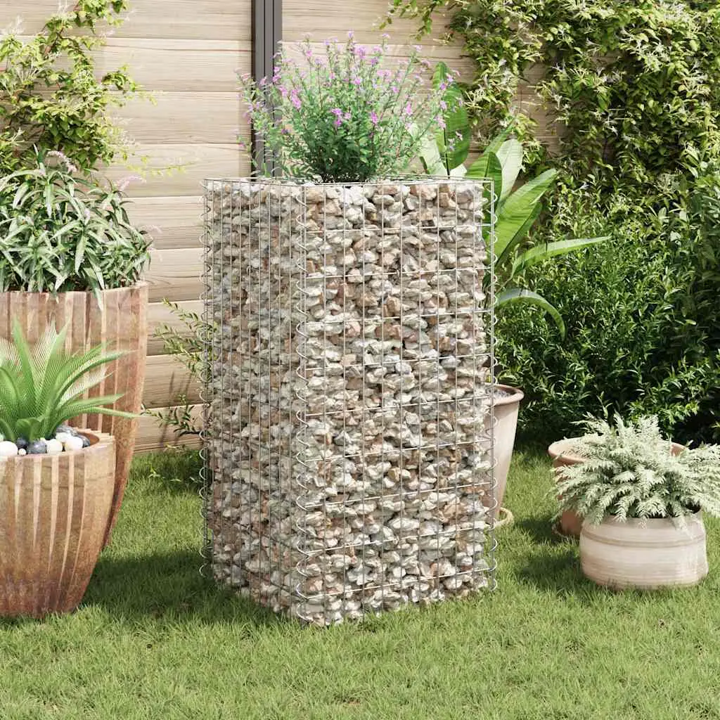 Lit surélevé à gabion acier argenté 50 x 50 x 100 cm – PANGIVO