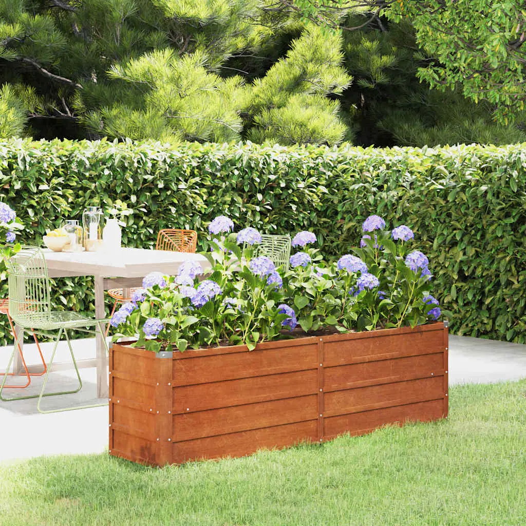 Jardinière potager en acier Corten aspect rouillé 160x40x45 cm – ComfortXL Outdoor Living
