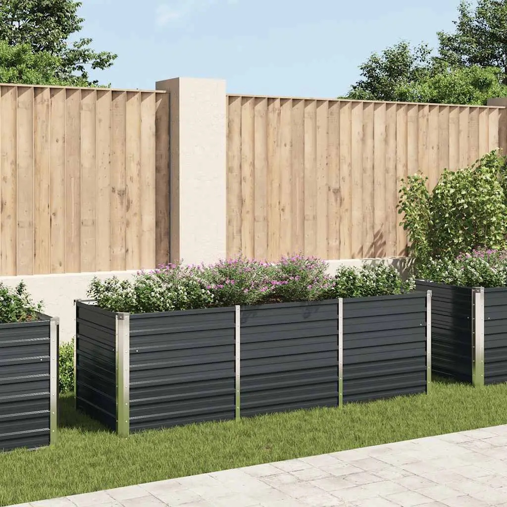 Lit surélevé de jardin Anthracite 240x80x77 cm Acier galvanisé vidaXL 45726