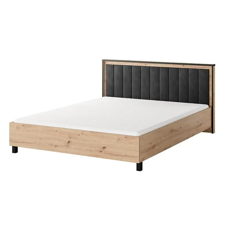 Lit double 160×200 cm avec tête de lit velours Nantes