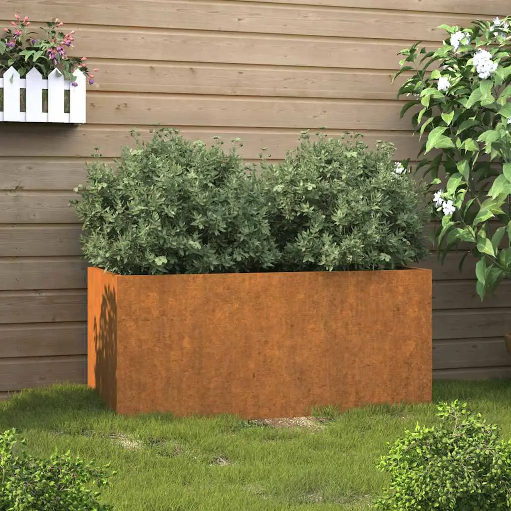 Jardinière Rectangulaire en Acier Corten Aspect Rouillé Naturel Auto-Protecteur pour Jardin Vintage Brun 62x40x39cm – ComfortXL Outdoor Living