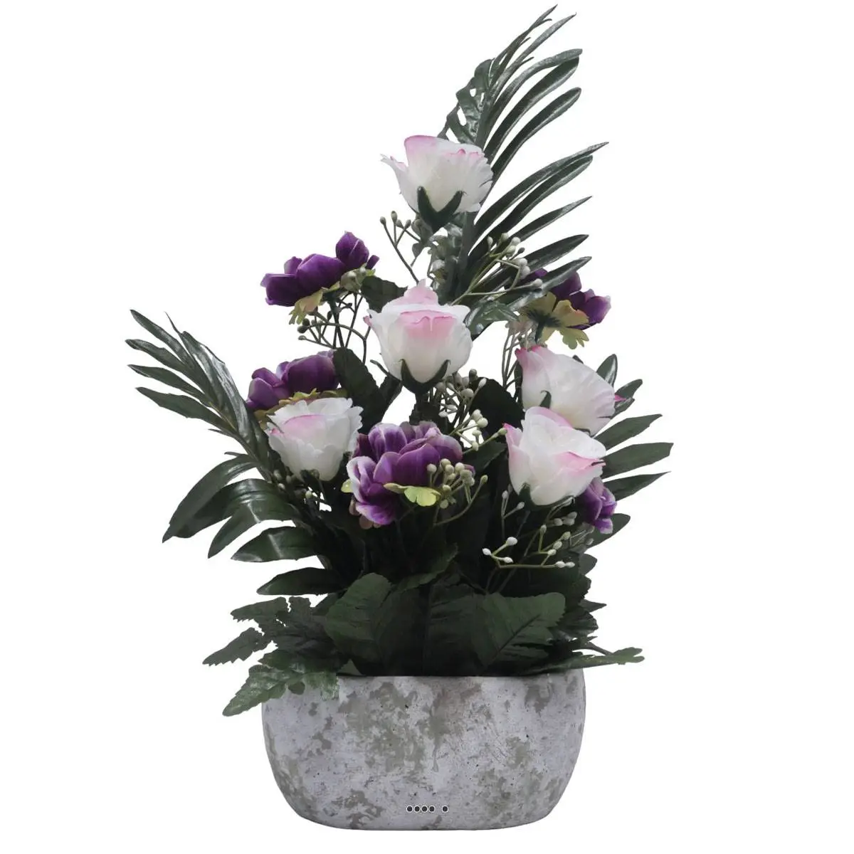 Jardinière pot béton bouton de rose, Anémone et Gypso Pourpre pour la Toussaint – couleur: Pourpre 340