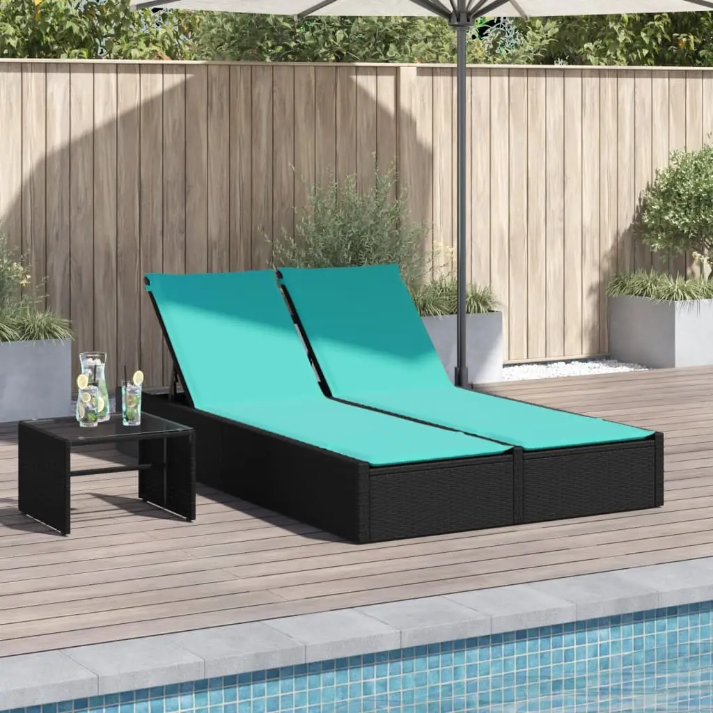 Lit Extérieur Double Résine Noir Coussins Turquoise Été – ComfortXL Outdoor Living