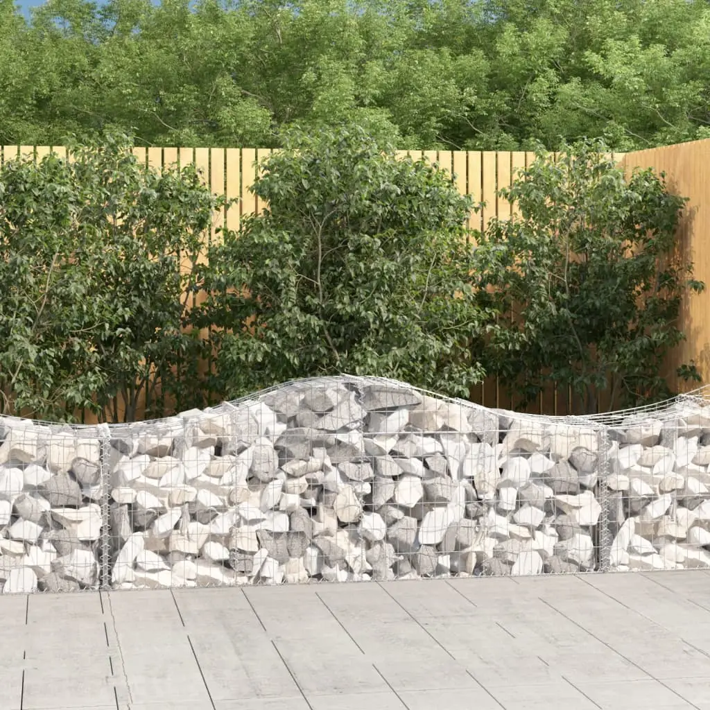 Lot 9 Paniers Gabion Arqués Acier Galvanisé Mur Jardin 200x50x60/80 cm – ComfortXL Outdoor Living