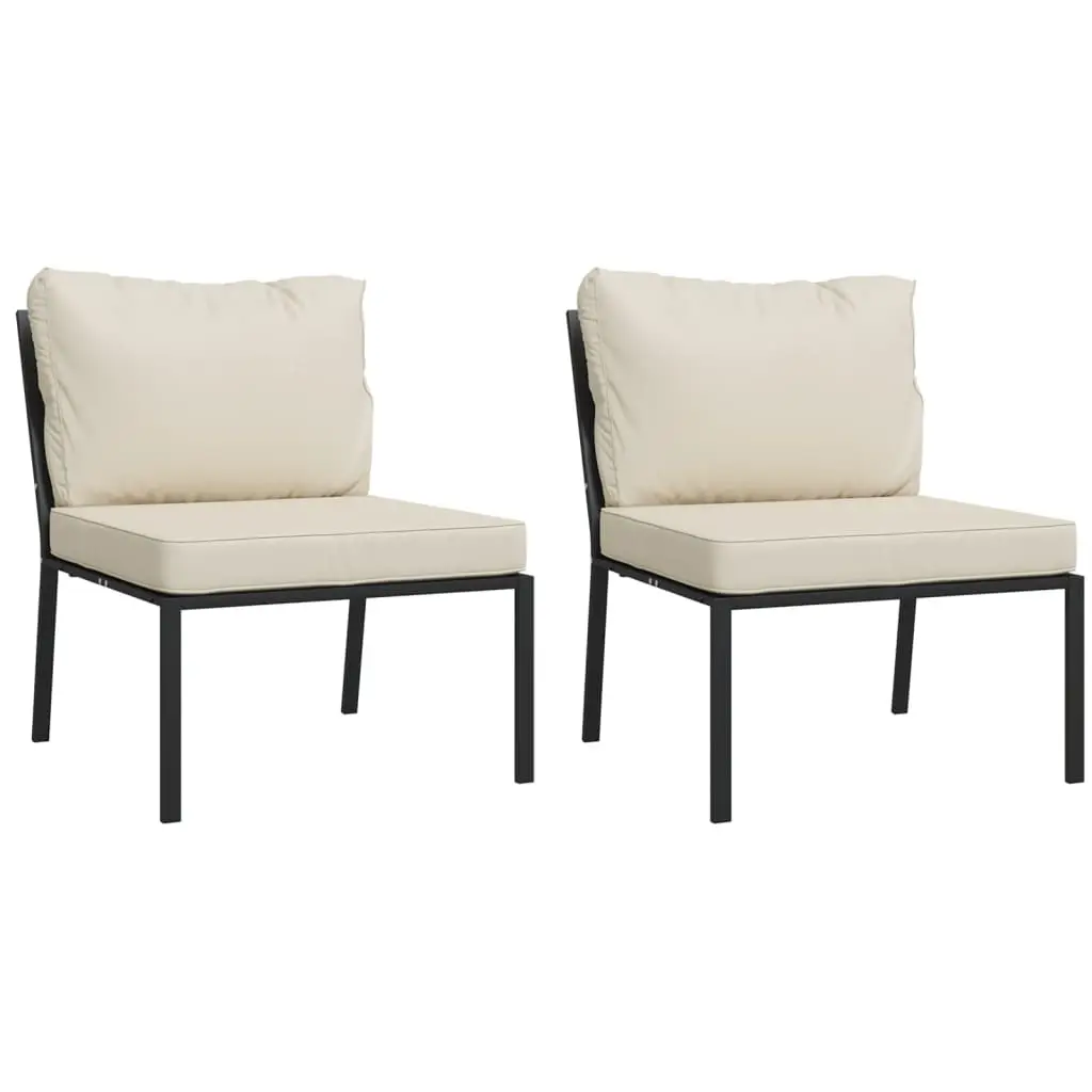 Lot de 2 Chaises de jardin | Chaise d’extérieur et coussins sable 60x74x79 cm acier