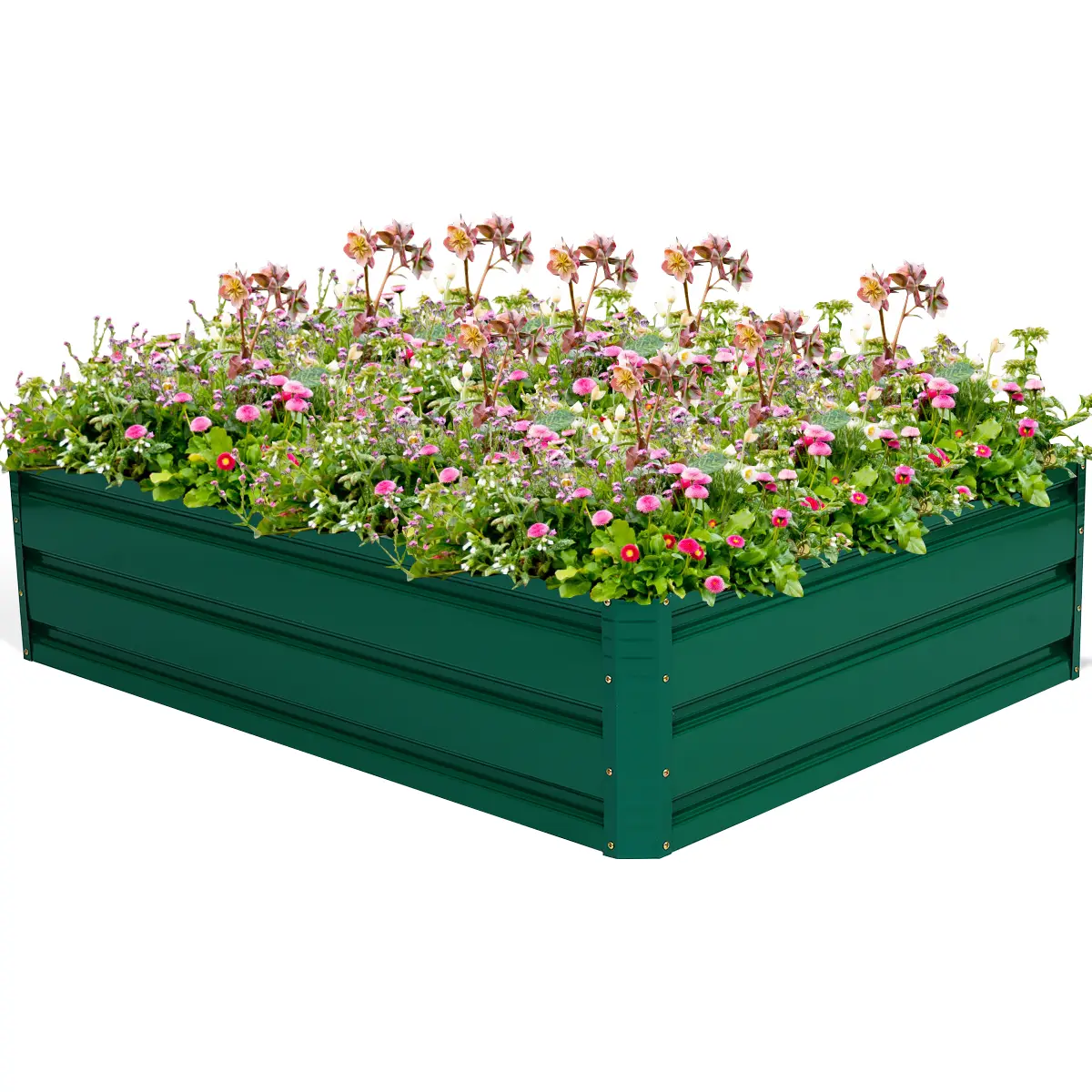 Lit de Jardin Surélevé en Acier, Jardinière Surélevée Extérieur Cadre en Métal à 4 Panneaux, pour Fleurs Légumes Herbes Plantes, 120 x 90 x 30CM, Vert
