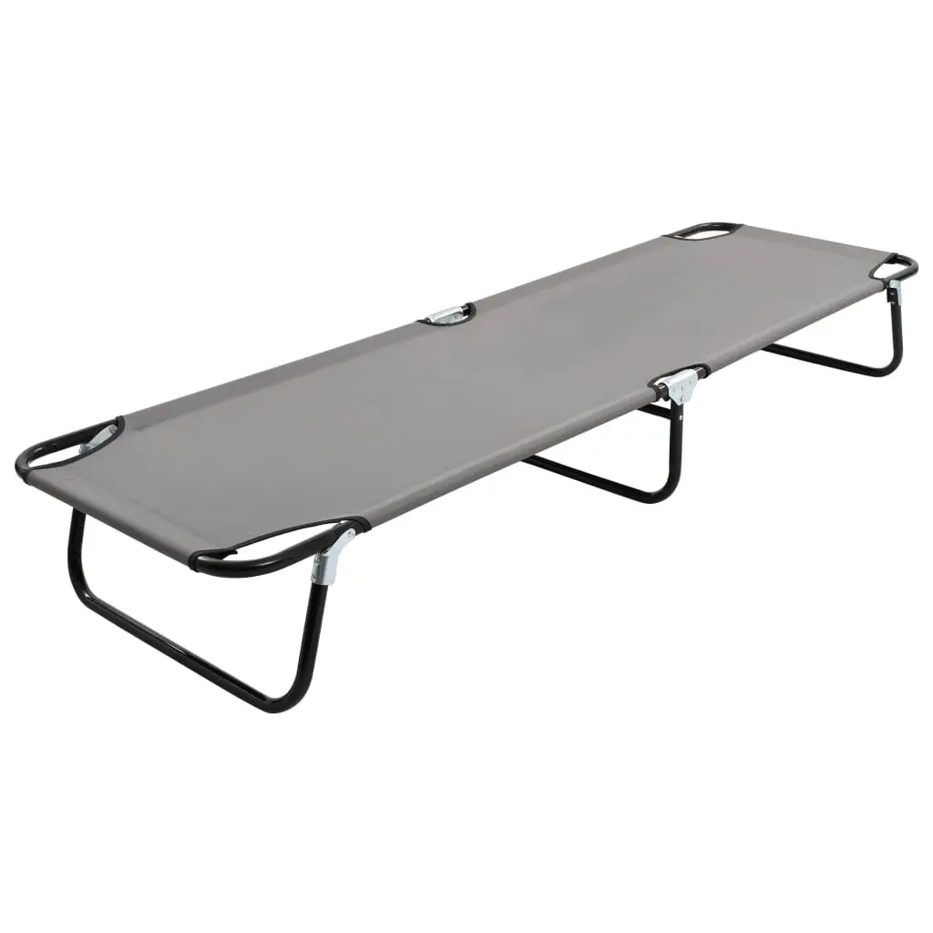 Lit de camping pliable meuble d’extérieur 190 cm pliable gris acier
