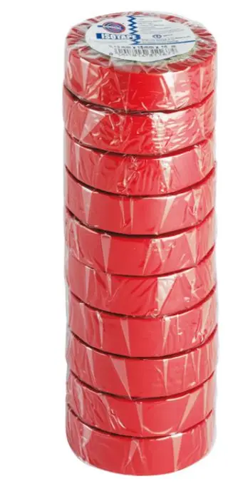 Lot de 10 rubans adhésifs ISOTAPE électricien rouge – EUROCEL – 0150S3148