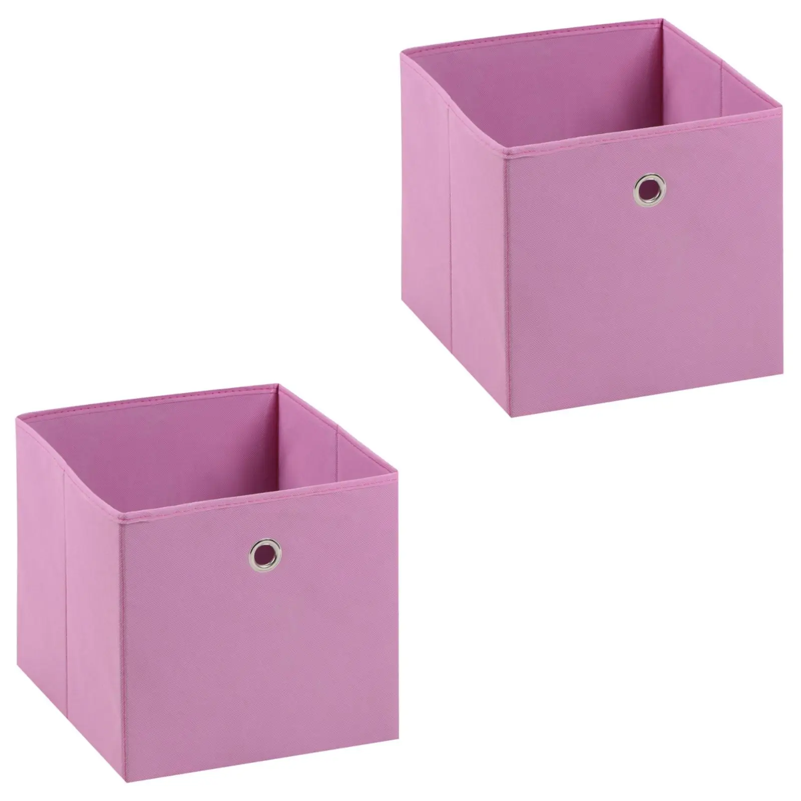 Lot de 2 boîtes de rangement ELA, en tissu rose
