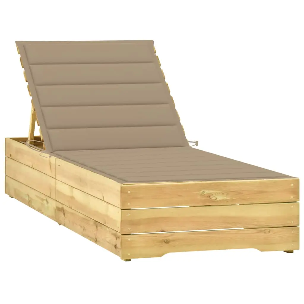 Lit de Jardin Simple Pin Imprégné Coussin Beige Inclus – ComfortXL Outdoor Living