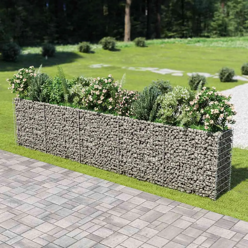 Lit surélevé à gabion acier galvanisé argenté 450 x 50 x 100 cm – PANGIVO