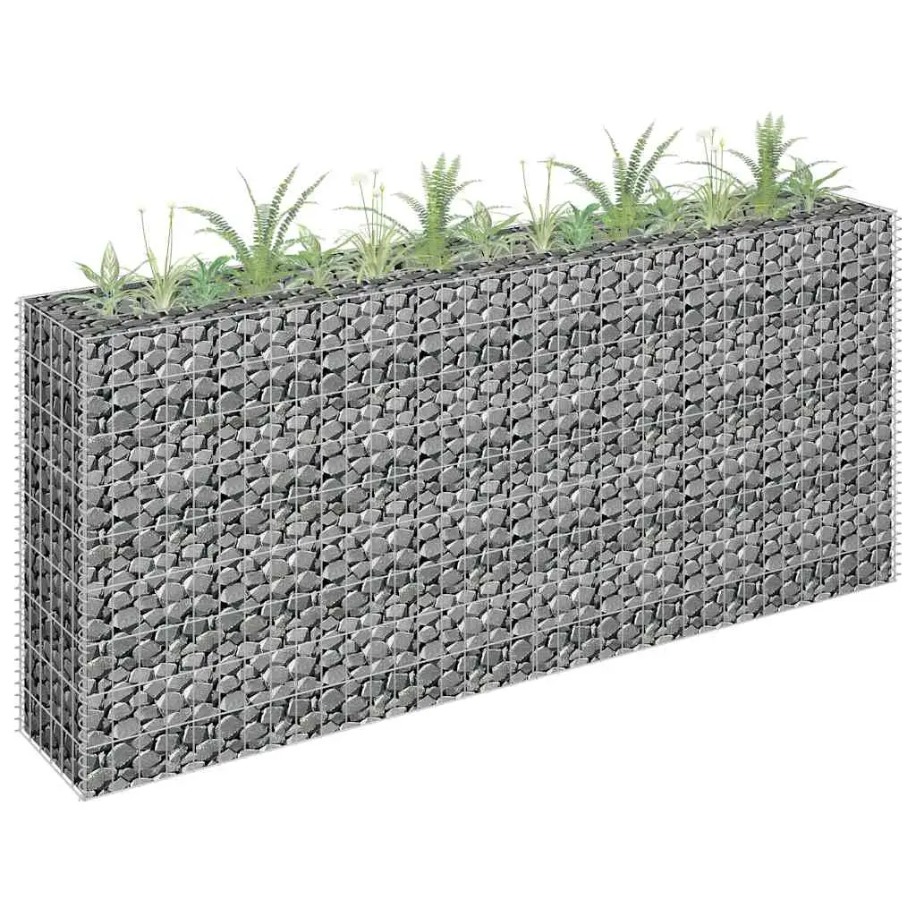 Lit surélevé à gabion Acier galvanisé argenté 180 x 30 x 90 cm – PANGIVO