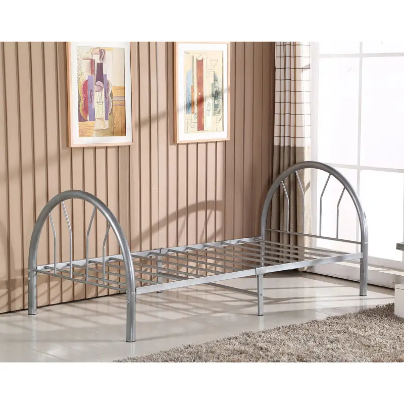 Lit 1 place métal gris 90×200 cm As