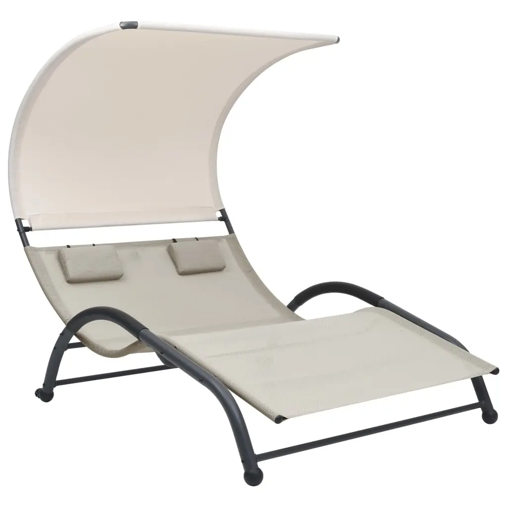 Lit de Jardin Double avec Toit Pare-Soleil Crème – ComfortXL Outdoor Living