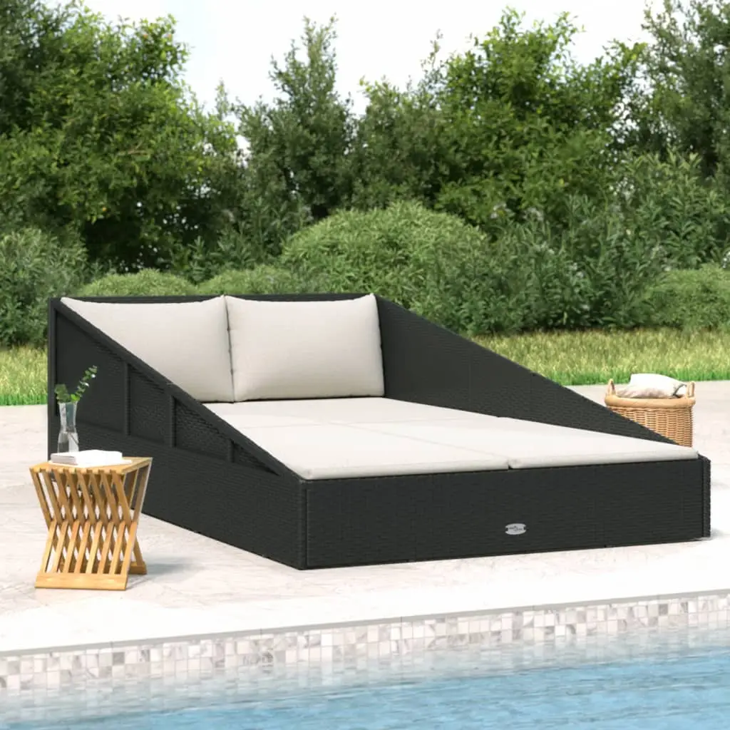 Lit de jardin noir 110×200 cm résine tressée vidaXL 42667
