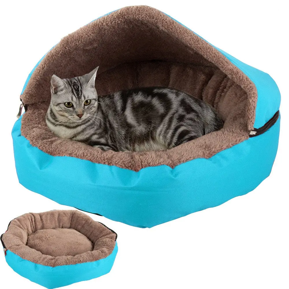 Lit de chien ou chat bleu et marron