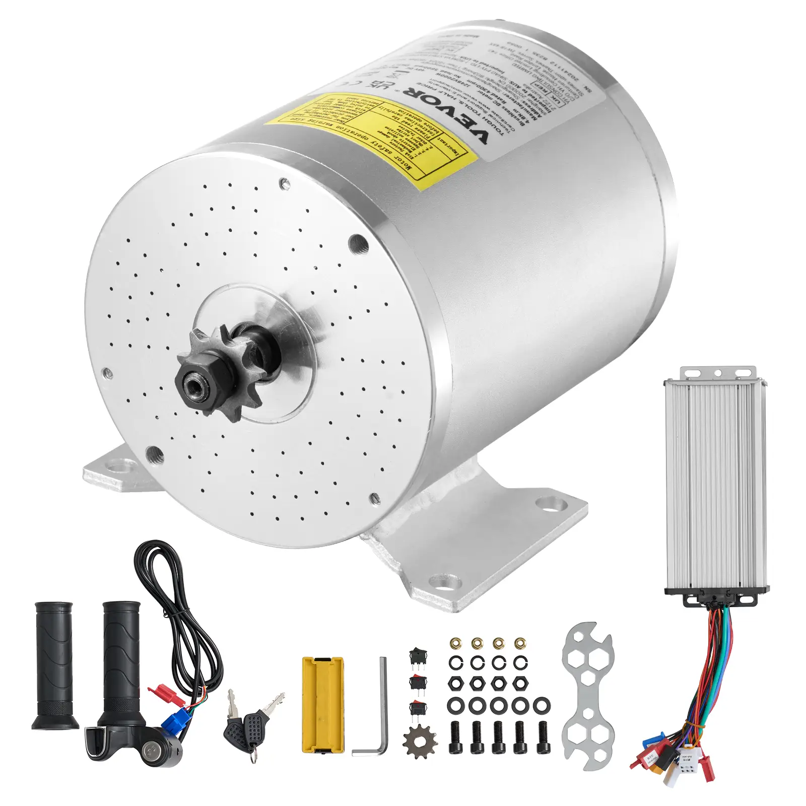 VEVOR Kit moteur électrique sans balais 2000 W, 48 V 4300 tr/min, contrôleur. Pour kart, vélo, scooter.