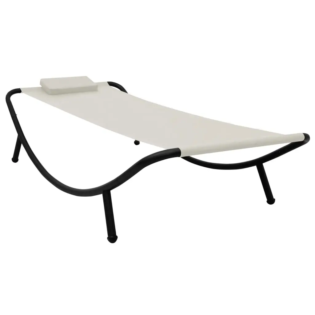 Lit de jardin crème 200×90 cm acier vidaXL 48080