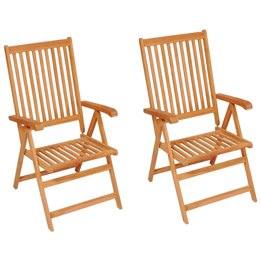 Lot de 2 Chaises de jardin | Chaise d’extérieur et coussins crème Bois teck massif