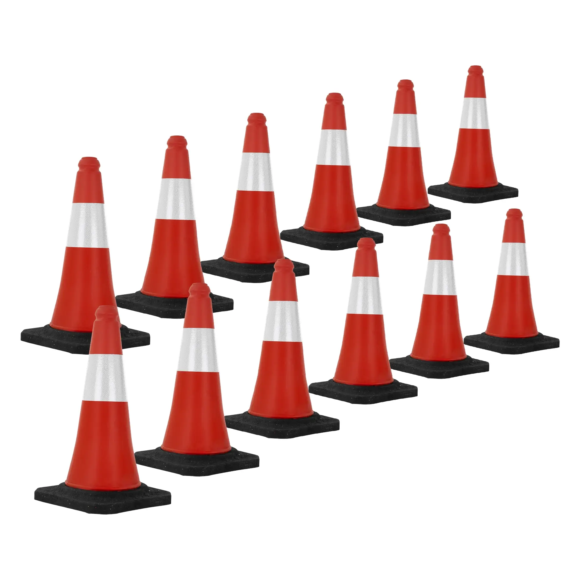 Lot de 12 cônes signalisation pylônes 51 cm rouge blanc plot avec base lourde bande réfléchissante sécurité routière avertissement parking garage