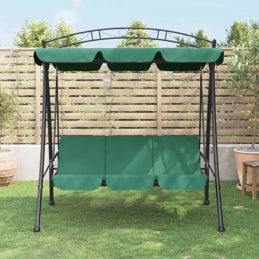 Lit de Jardin à Bascule Convertible avec Grand Auvent Pare-Soleil et Coussins Confortables pour Sieste Extérieure Vert – ComfortXL Outdoor Living