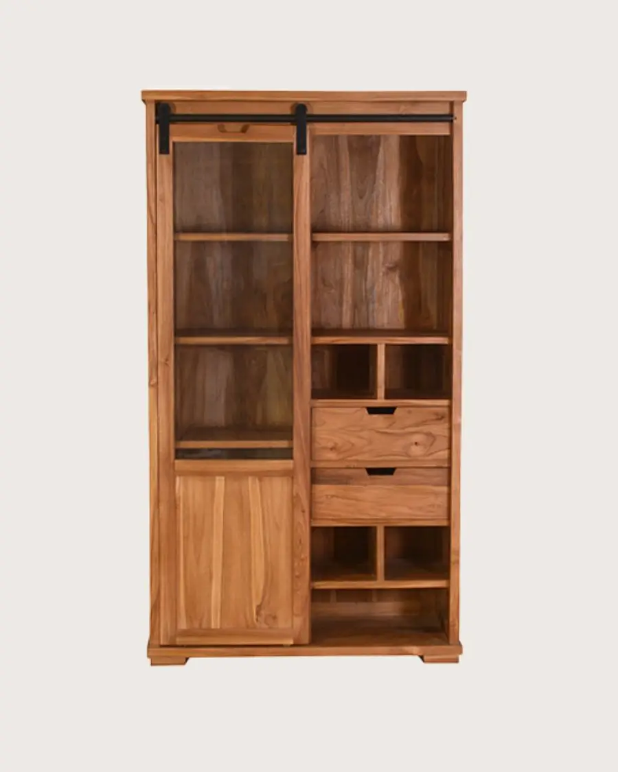 Lexis – Bibliothèque en bois de teck recyclé – UNIQKA