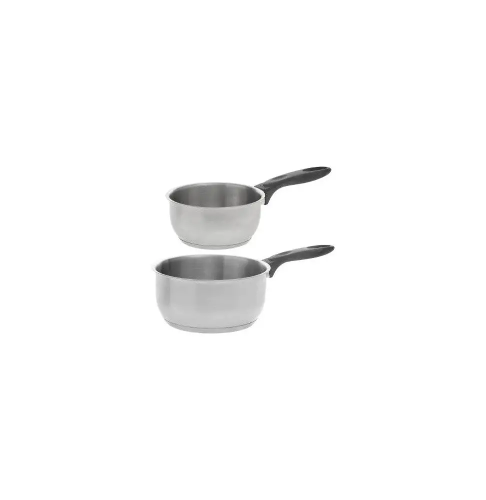 Lot de 2 casseroles en inox -Tailles différentes – Gris