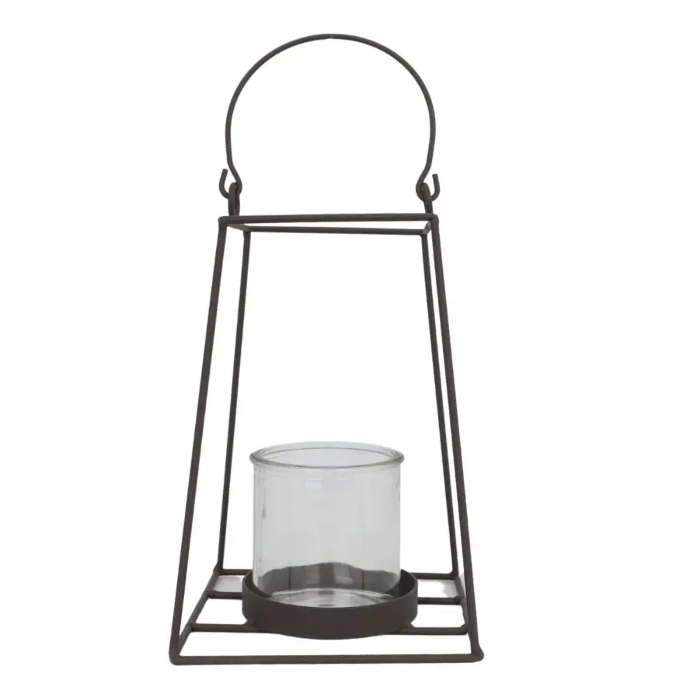 ° Lanterne jardin extérieur à poser bougie ancienne métal noir 20cm Chemin de campagne