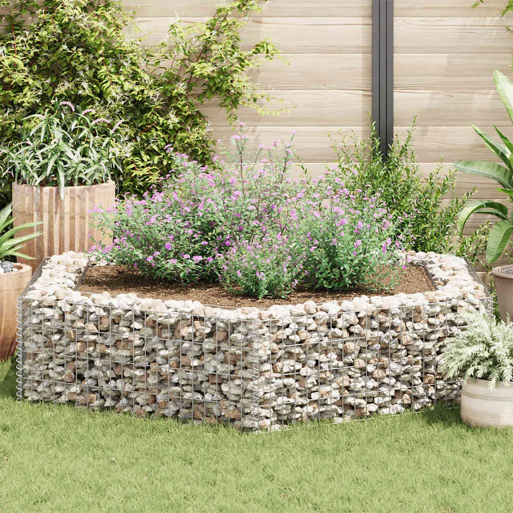 Lit surélevé à gabion acier argenté 200 x 173 x 40 cm – PANGIVO